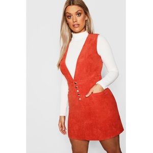 Plus Cord Popper Plunge Shift Dress